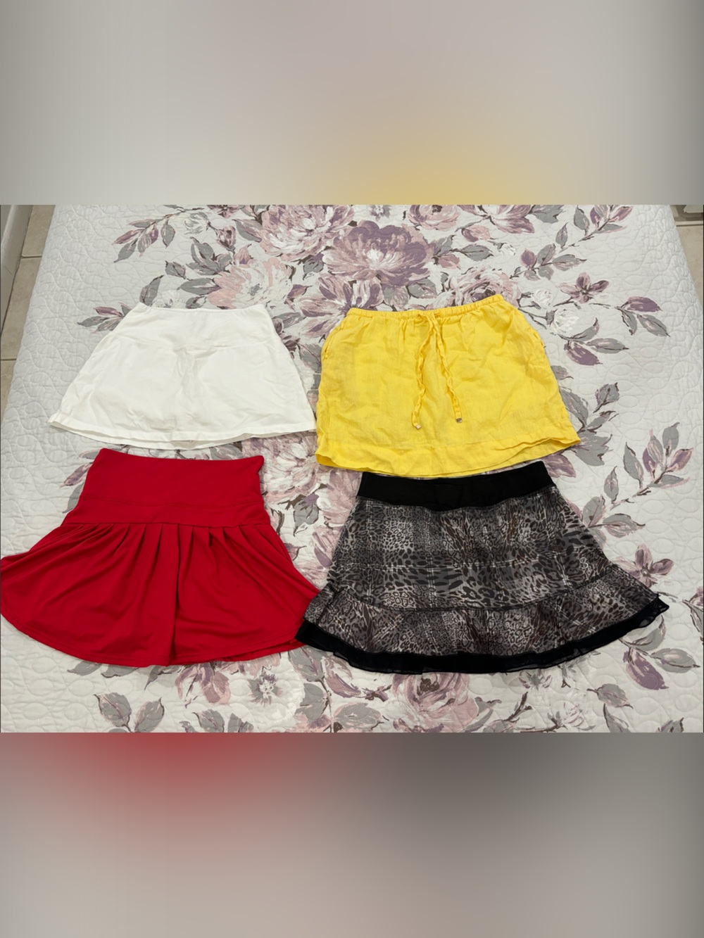 Red, White, Yellow & Leopard Print Mini Skirt Bundle